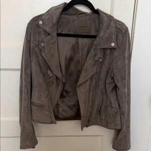 Blank NYC Taupe Faux Suede Moto Jacket
